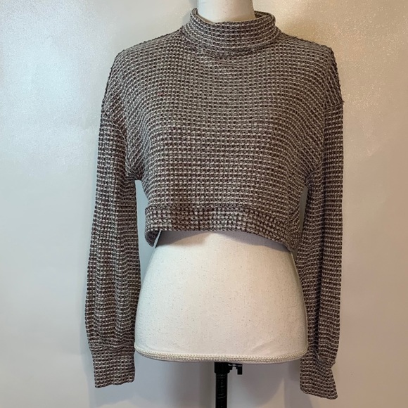Free People Tops - Free People Waffle Knit High Neck Crop Top Size XS